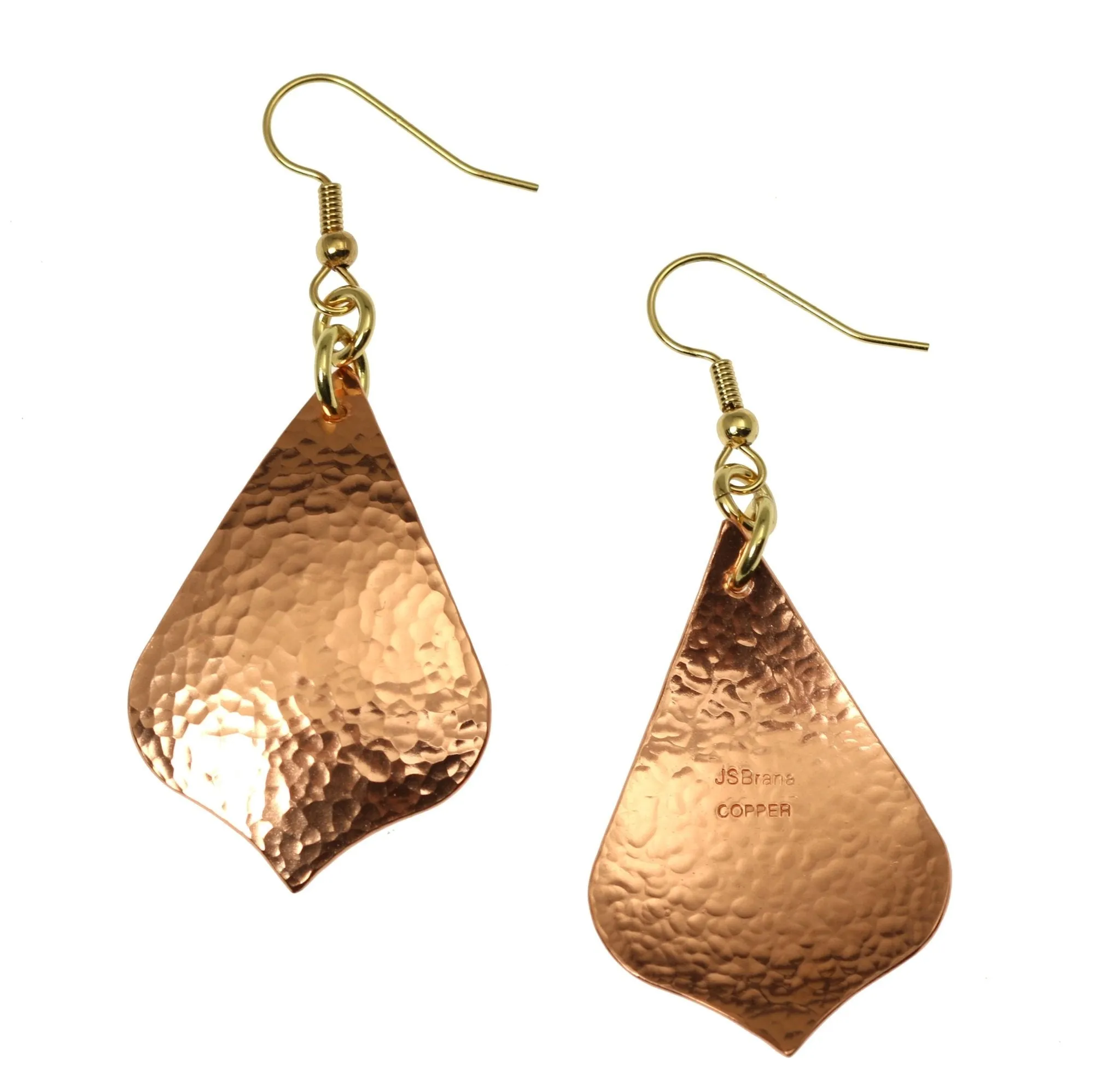 Hammered Copper Arabesque Drop Earrings