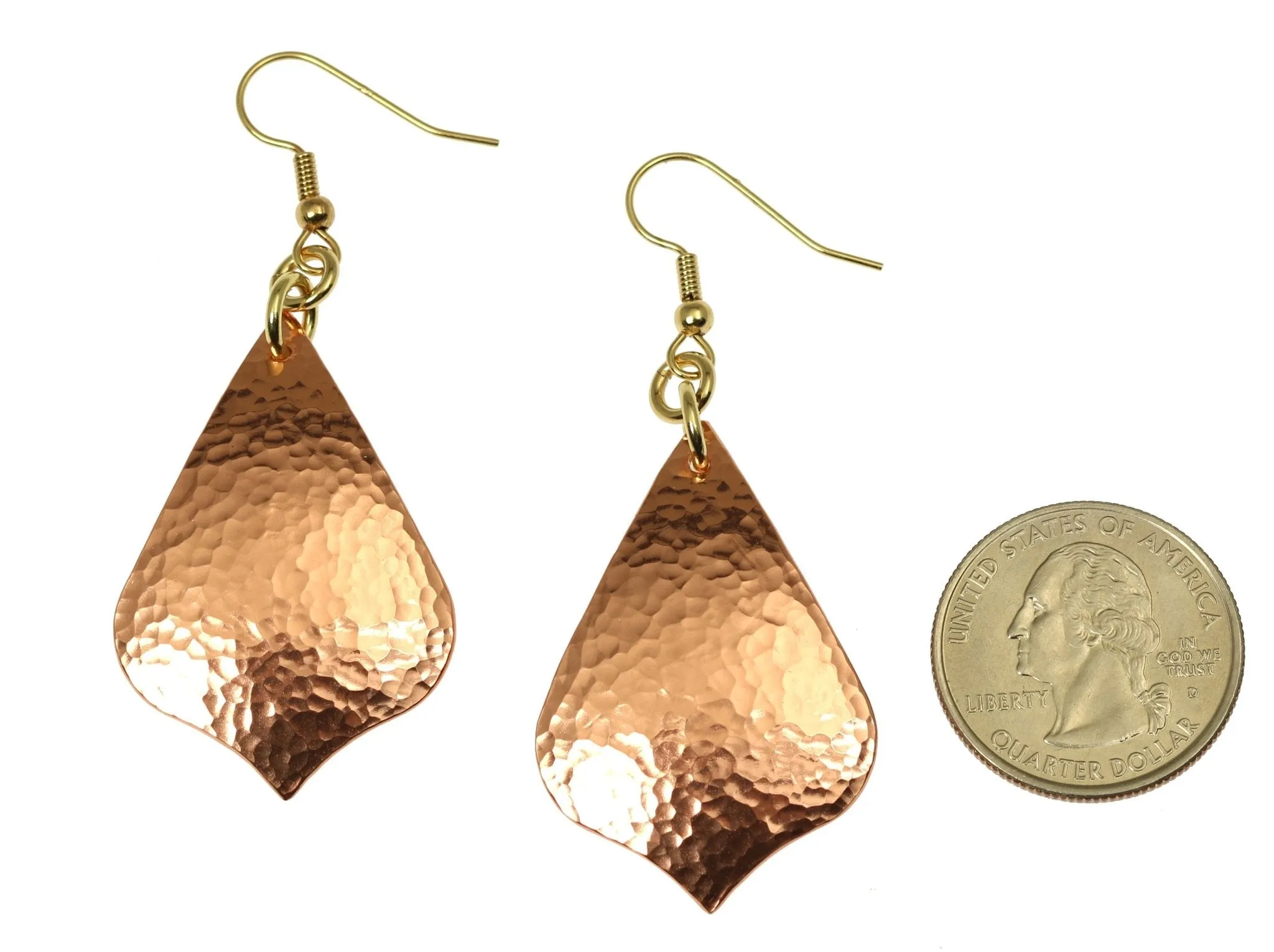 Hammered Copper Arabesque Drop Earrings