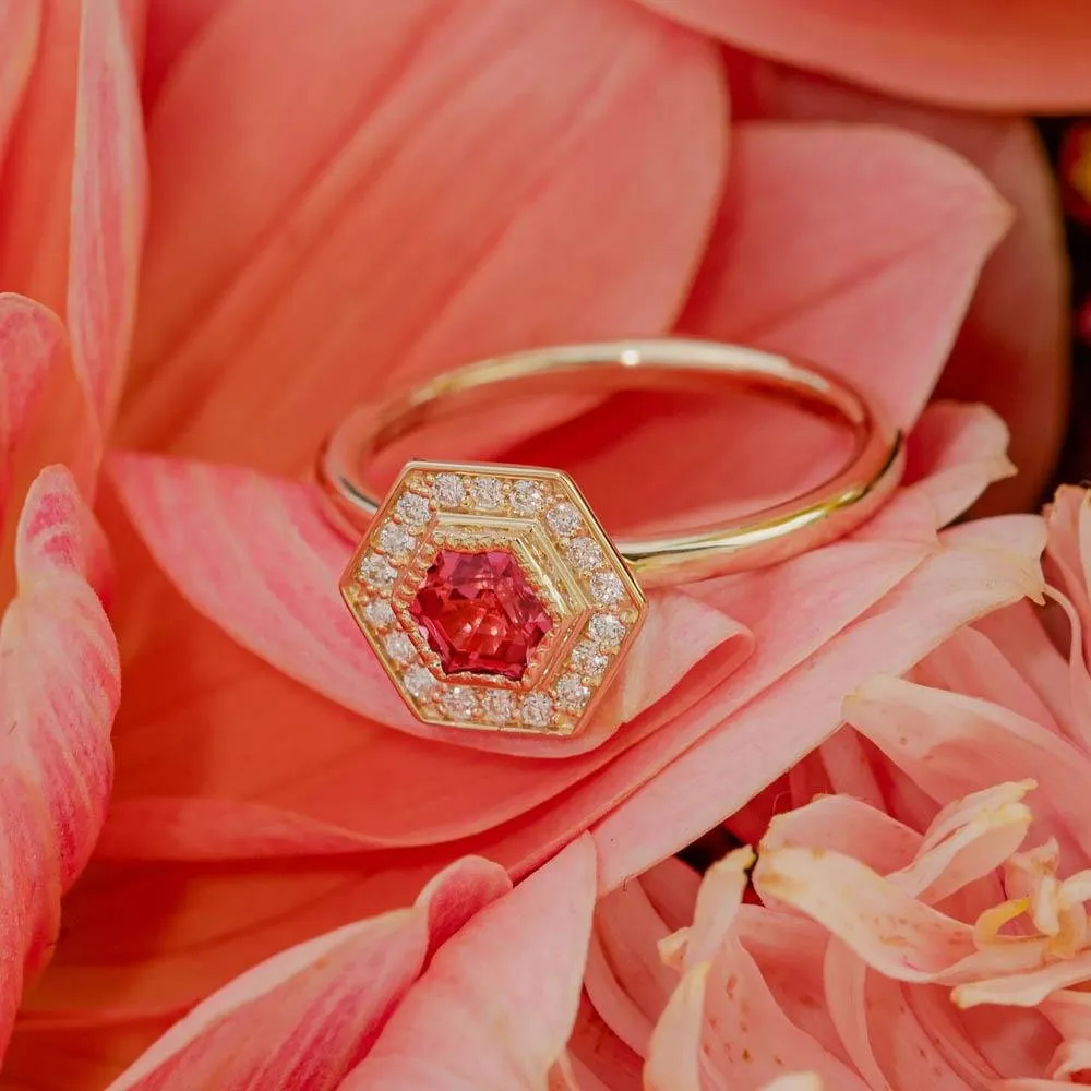 Hexagonal Pink Sapphire Ring