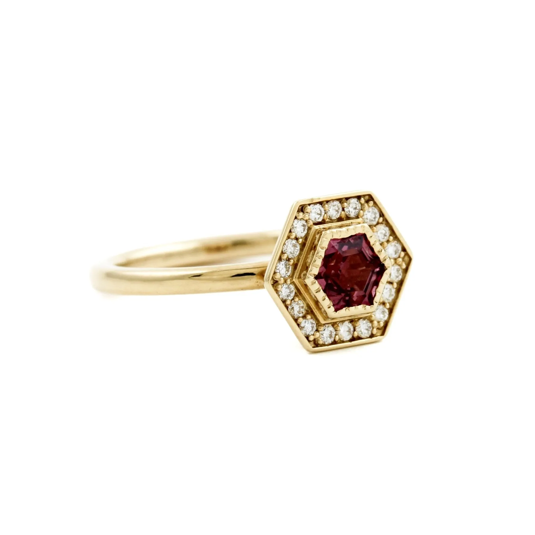 Hexagonal Pink Sapphire Ring