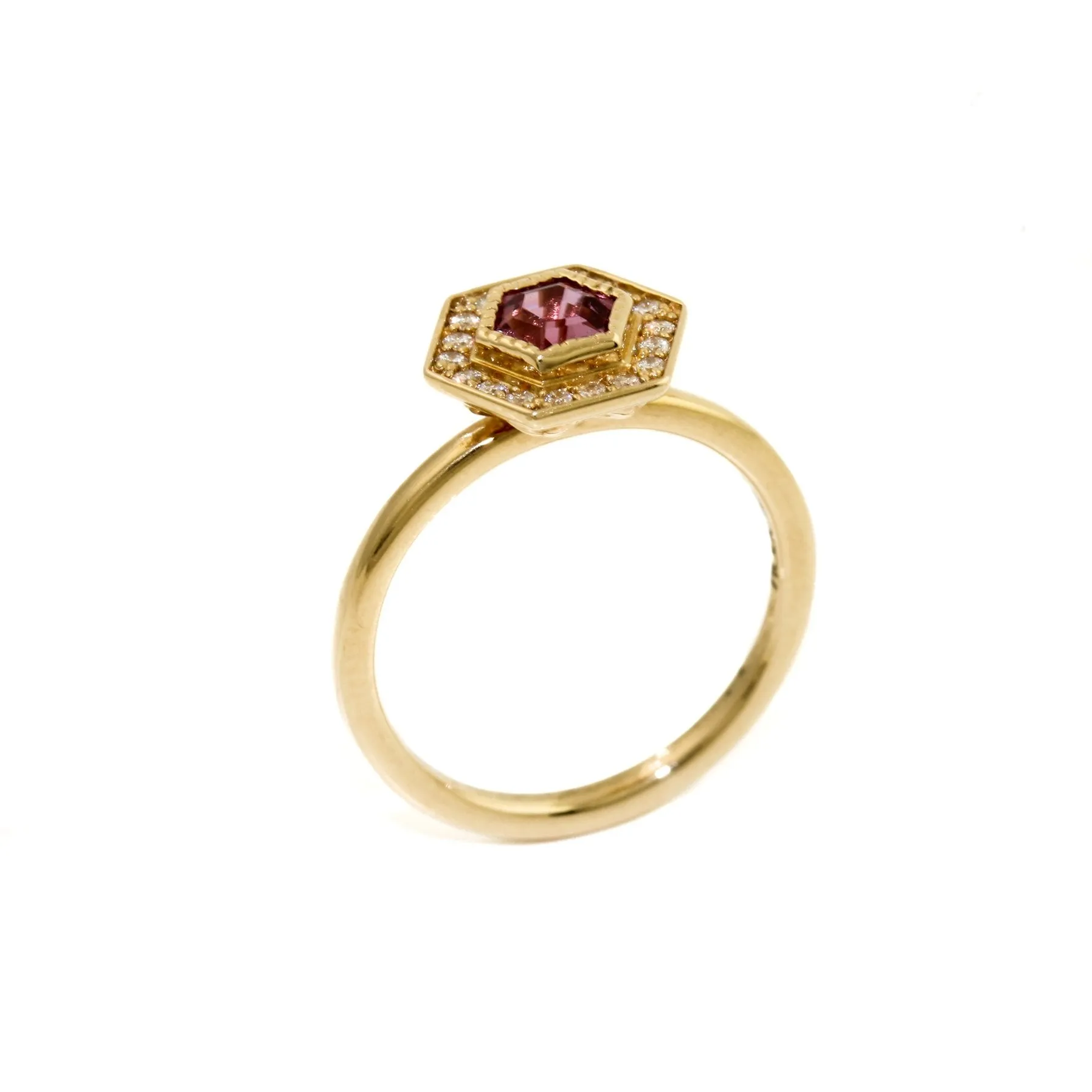Hexagonal Pink Sapphire Ring