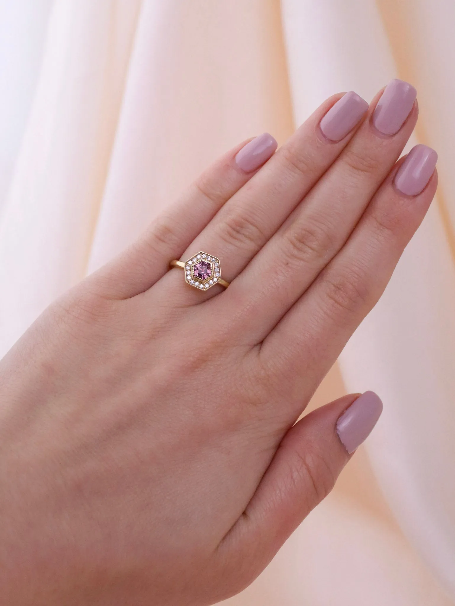 Hexagonal Pink Sapphire Ring