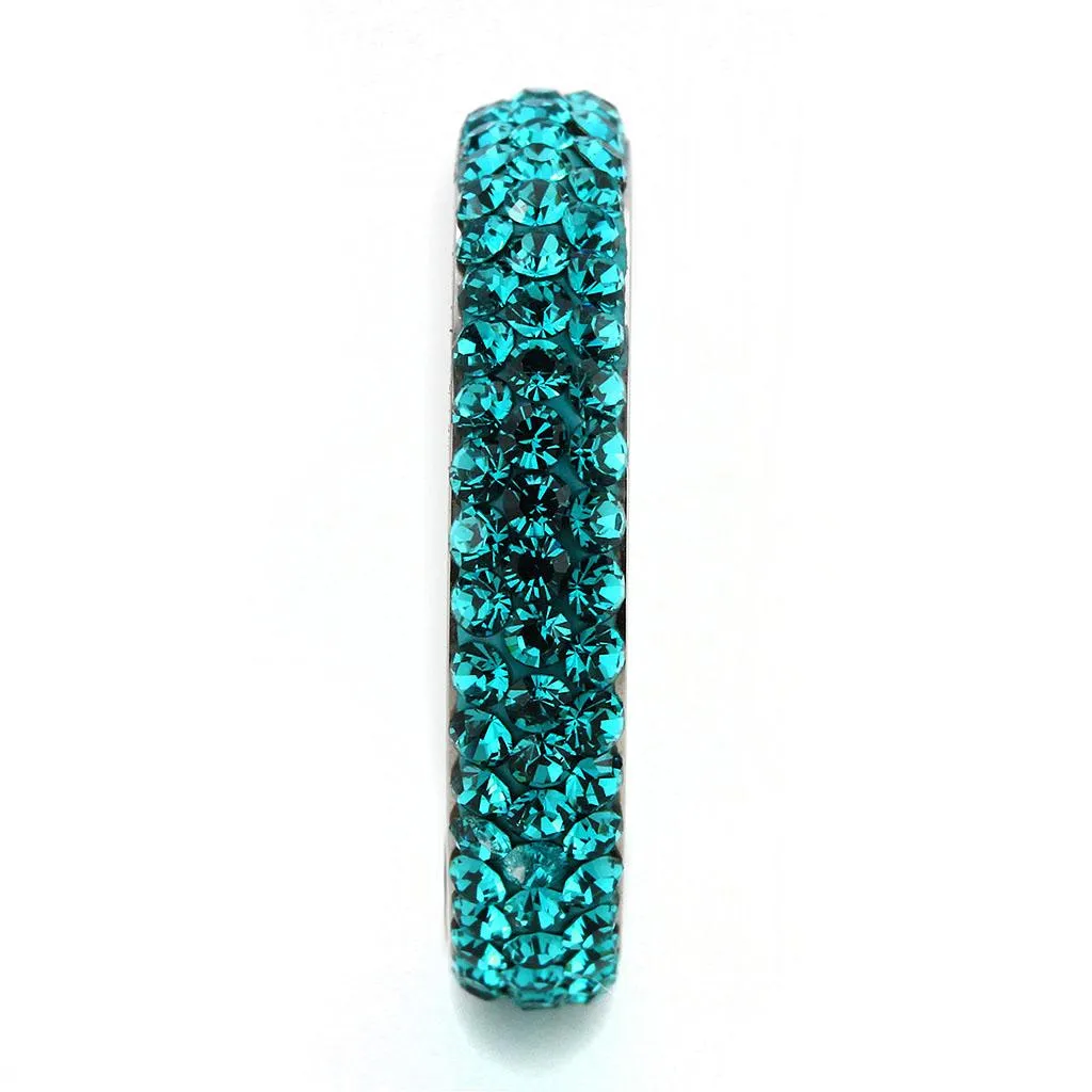 High polished (no plating) Stainless Steel Ring with Top Grade Crystal in Blue Zircon for Women Style TK3538