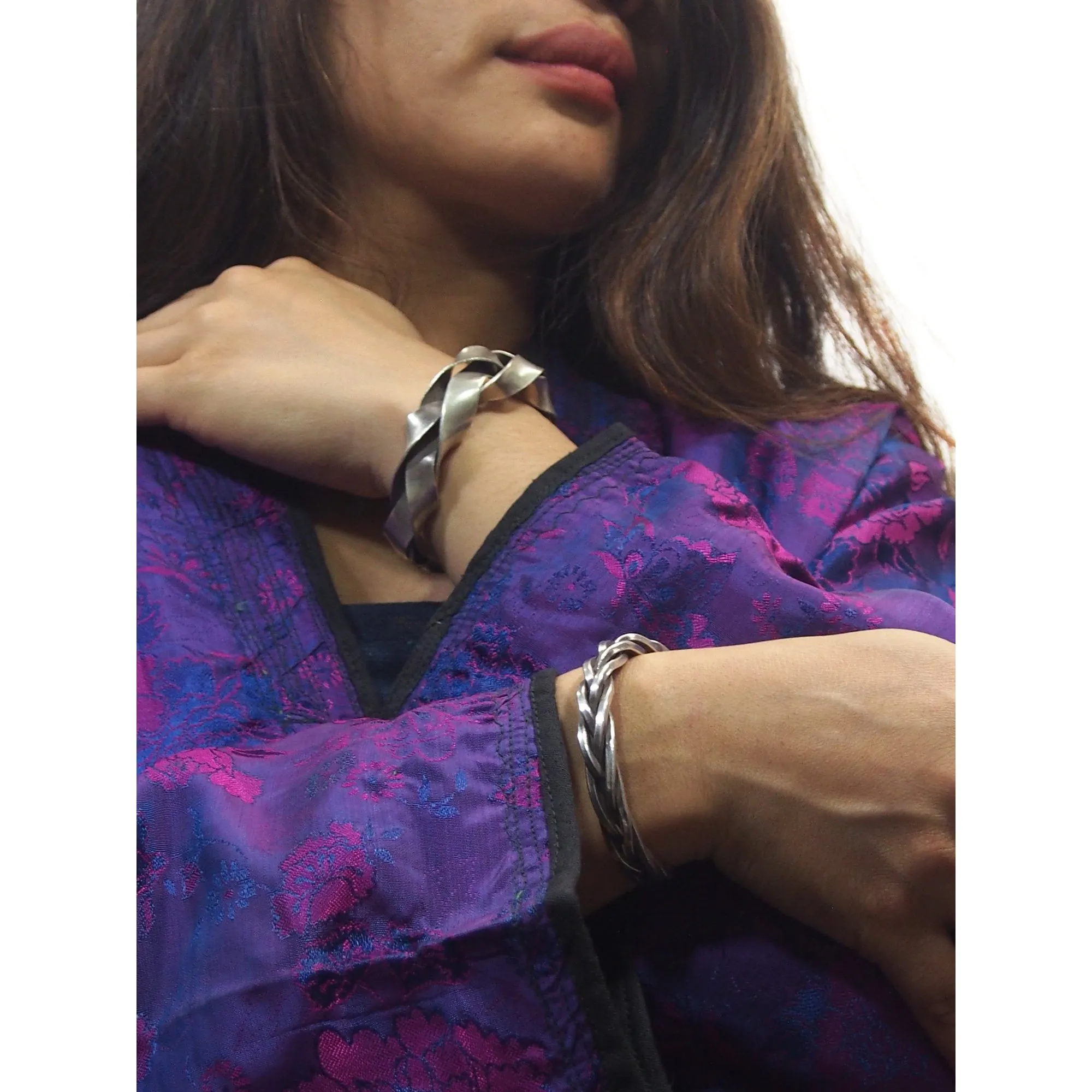 Hmong 95% Pure Silver Hand Finished Cuff Bracelet -2