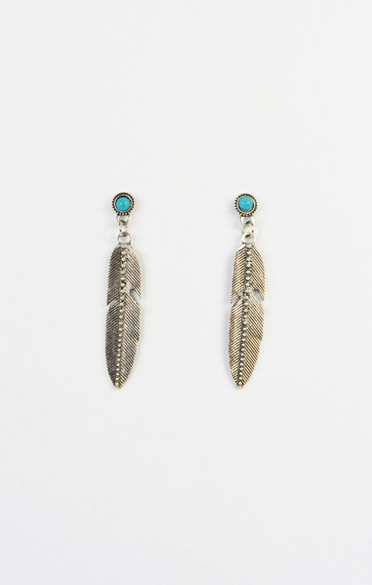 Indigo Drop Feather Studs
