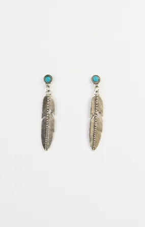 Indigo Drop Feather Studs