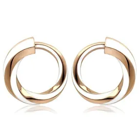 IP Rose Gold(Ion Plating) Stainless Steel Earrings with Epoxy in White for Women White Stone Color Style TK1488