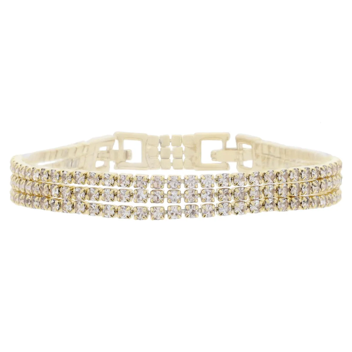 Jane Marie 18K Plated 3 Strand Mini Cubic Zirconia Bracelet JM6629B