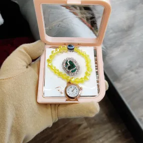 Jewelestia Sunburst Charm Watch Bracelet With Ring