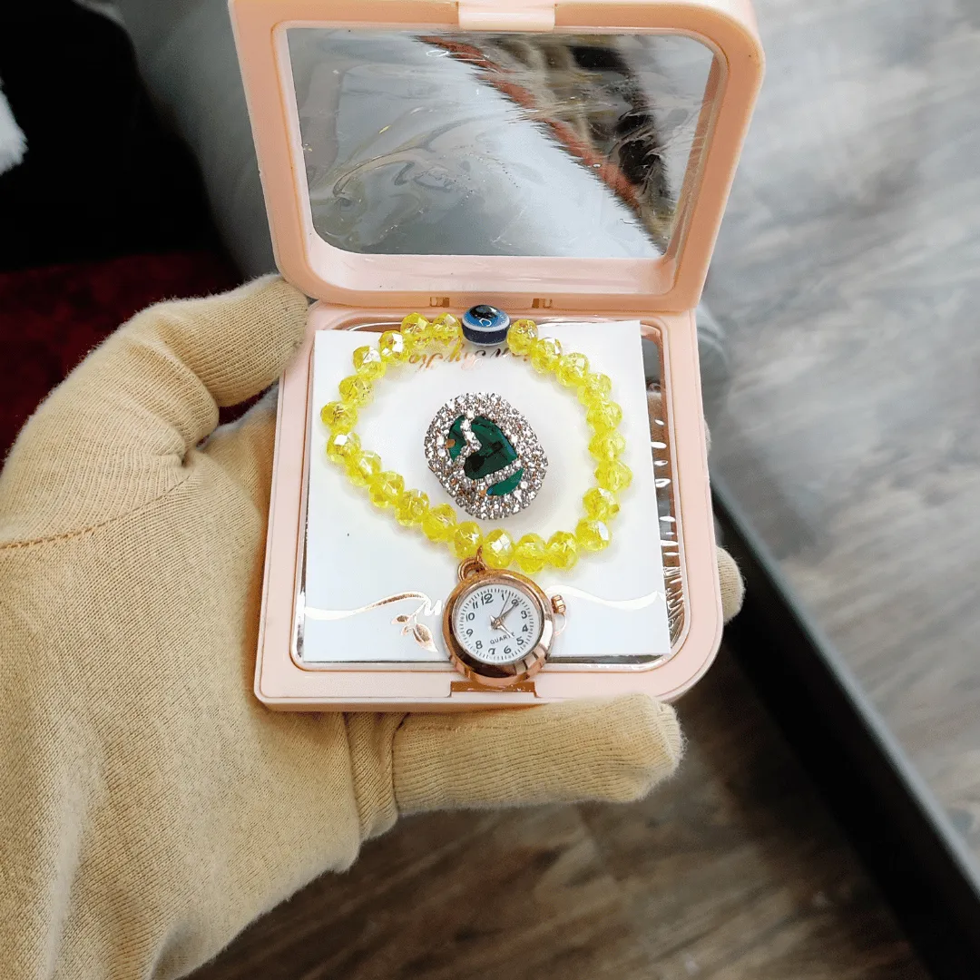 Jewelestia Sunburst Charm Watch Bracelet With Ring