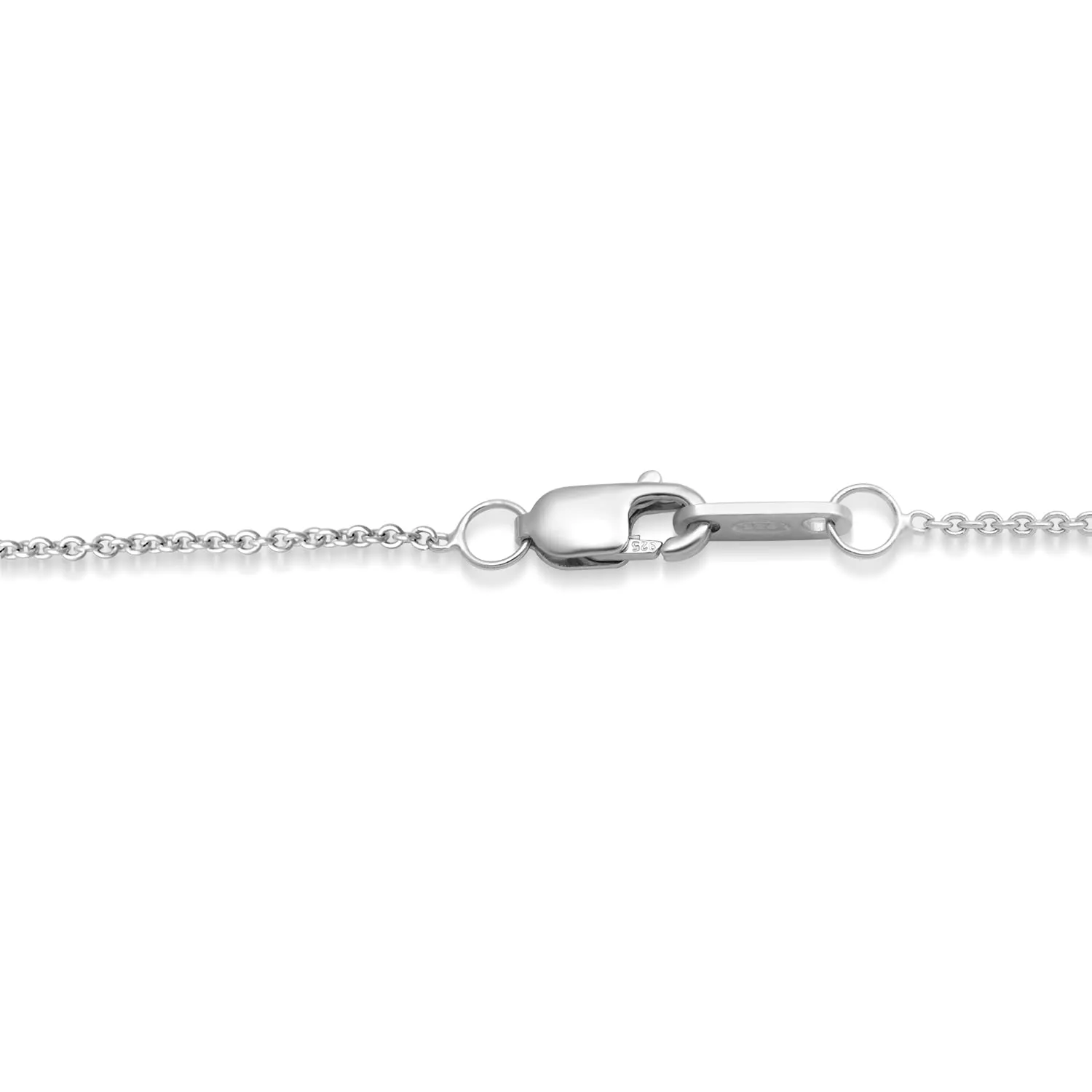 Jewelili Sterling Silver with Round Created Blue and White Sapphire Halo Pendant Necklace