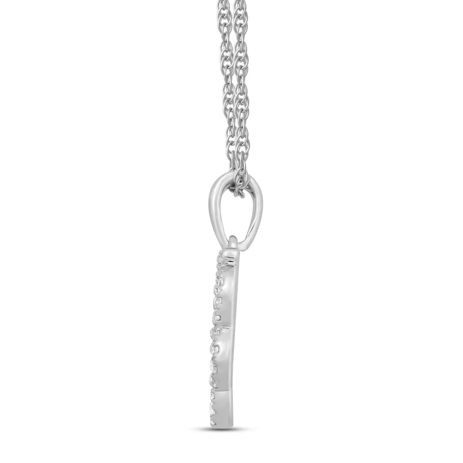 Jewelili Sterling Silver with Round Shape Created White Sapphire Alphabet Initial B Pendant Necklace