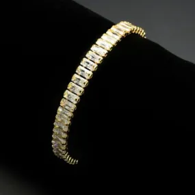 Jewellery Kingdom Ladies Emerald 18kt Yellow Gold Plated Cubic Zirconia Tennis Bracelet