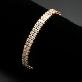 Jewellery Kingdom Ladies Tennis Emerald Rose Gold Plated Cubic Zirconia Bracelet (Gold)