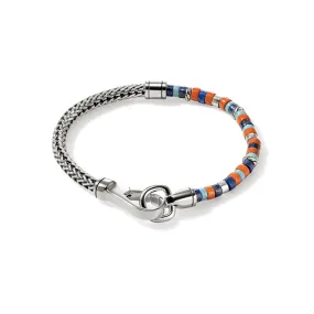 John Hardy Silver Heishi Chain Bracelet with Gemstones