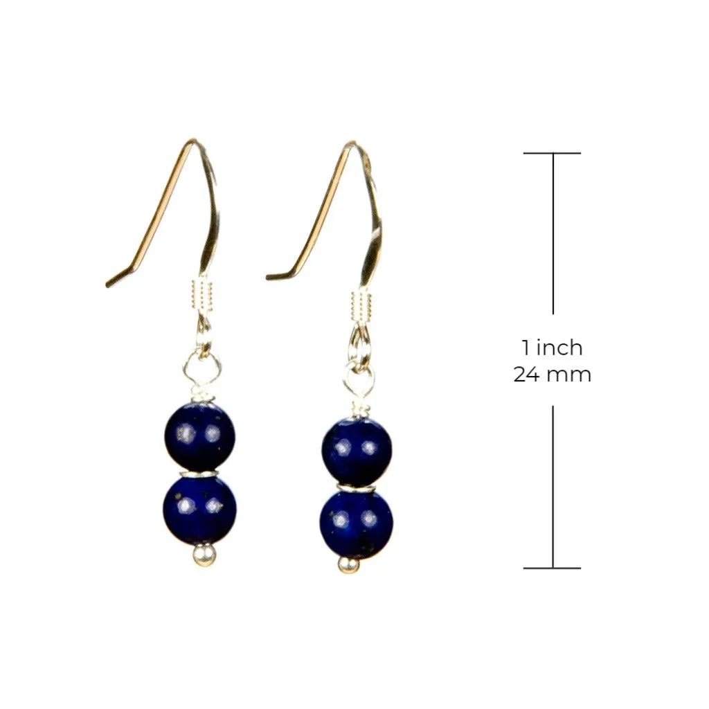 Lapis Lazuli Gemstone Dangle Earrings in Sterling Silver