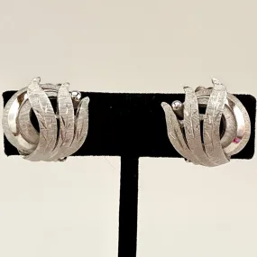 Late 50s/ Early 60s Etched Leaves Clip Earrings