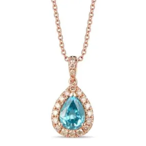 Le Vian 14K Strawberry Gold Pear Blueberry Zircon Pendant Necklace with Vanilla Diamond Halo