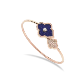 LUCE COLOUR - BRACELET FLEX TOI ET MOI S-M ROSE GOLD PAVE LAPIS LAZULI & 1 DIAMOND