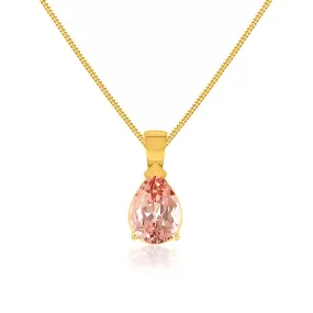 LUCINDA - Pear Champagne Sapphire 3 Claw Pendant 18k Yellow Gold