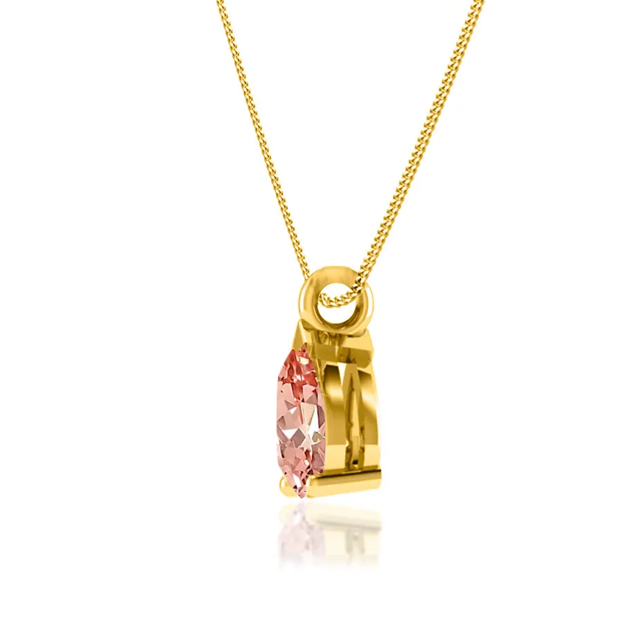 LUCINDA - Pear Champagne Sapphire 3 Claw Pendant 18k Yellow Gold