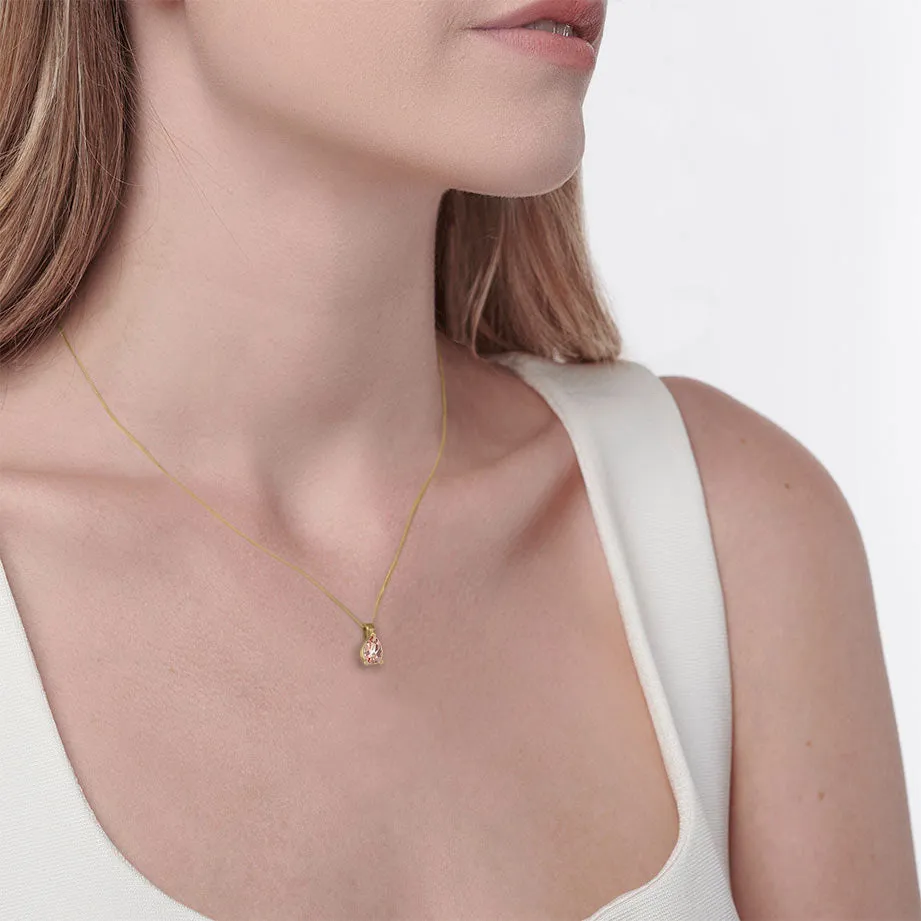 LUCINDA - Pear Champagne Sapphire 3 Claw Pendant 18k Yellow Gold