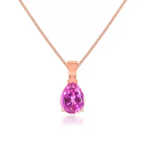 LUCINDA - Pear Pink Sapphire 3 Claw Pendant 18k Rose Gold