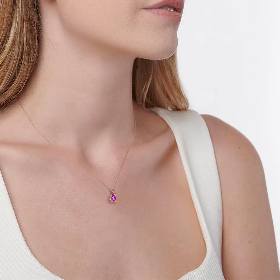 LUCINDA - Pear Pink Sapphire 3 Claw Pendant 18k Rose Gold