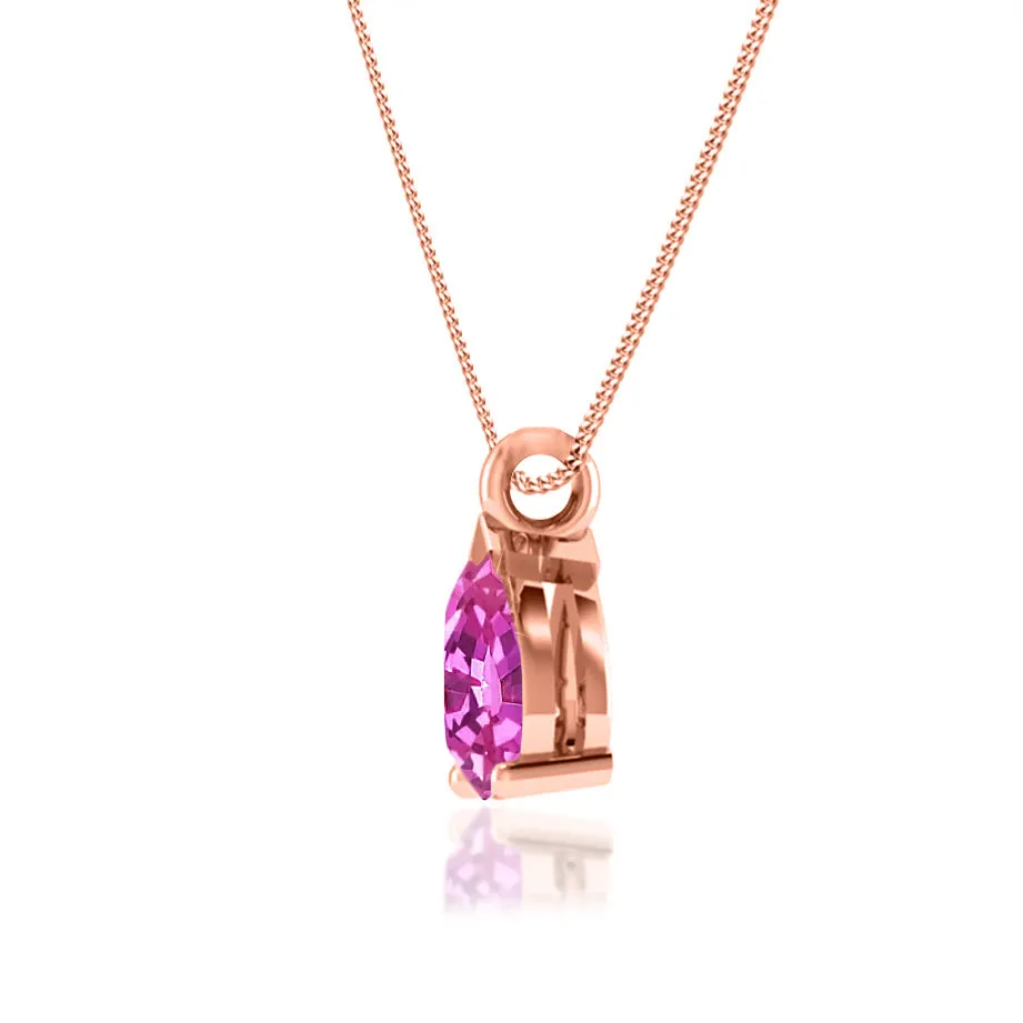 LUCINDA - Pear Pink Sapphire 3 Claw Pendant 18k Rose Gold