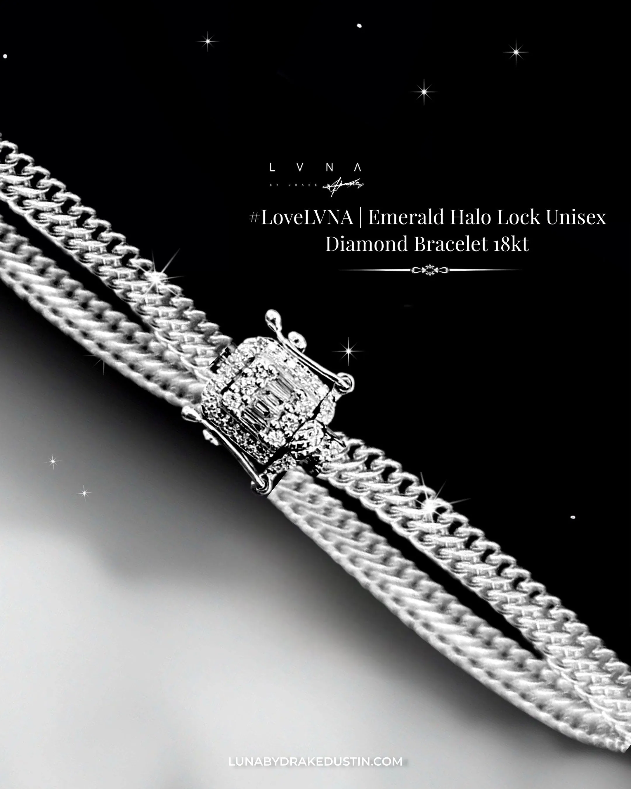 #LVNA2024 |Emerald Halo Lock Unisex Diamond Bracelet 18kt