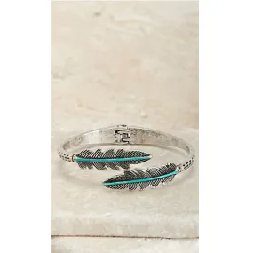 M&F Western® Silver With Turquoise Feathers Wrap Bracelet DLB0335