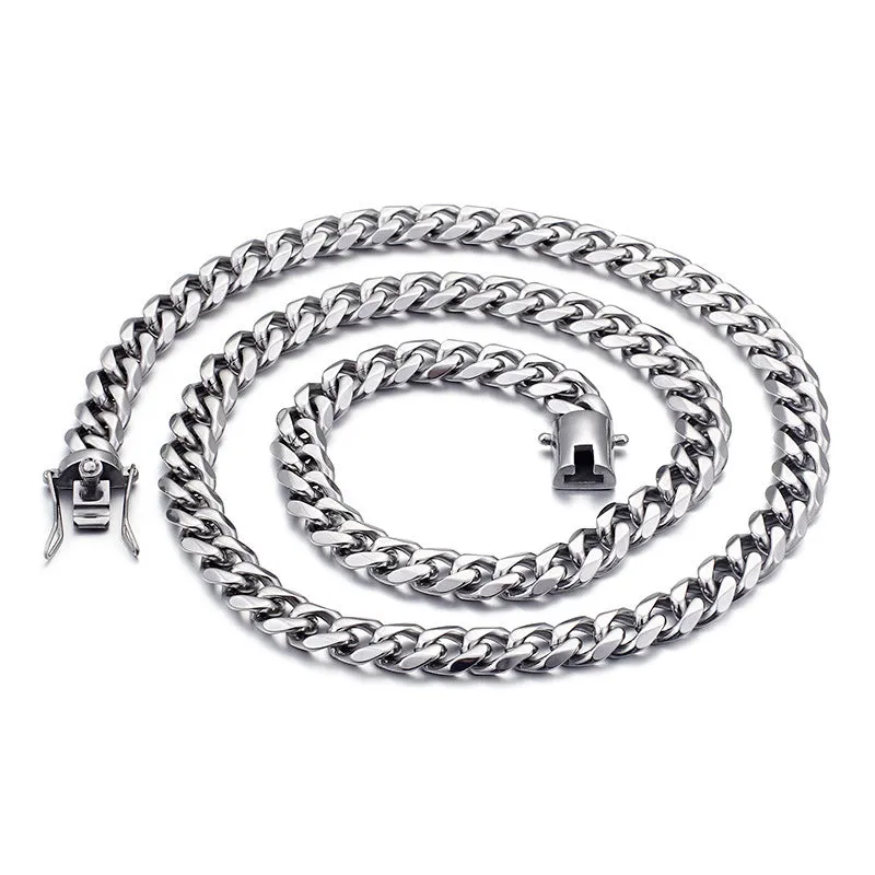 Men's 18K Gold CZ Zircon Cuban Chain Bracelet and Necklace - European and American Hip-hop Style