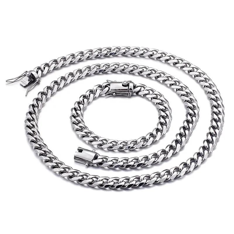 Men's 18K Gold CZ Zircon Cuban Chain Bracelet and Necklace - European and American Hip-hop Style