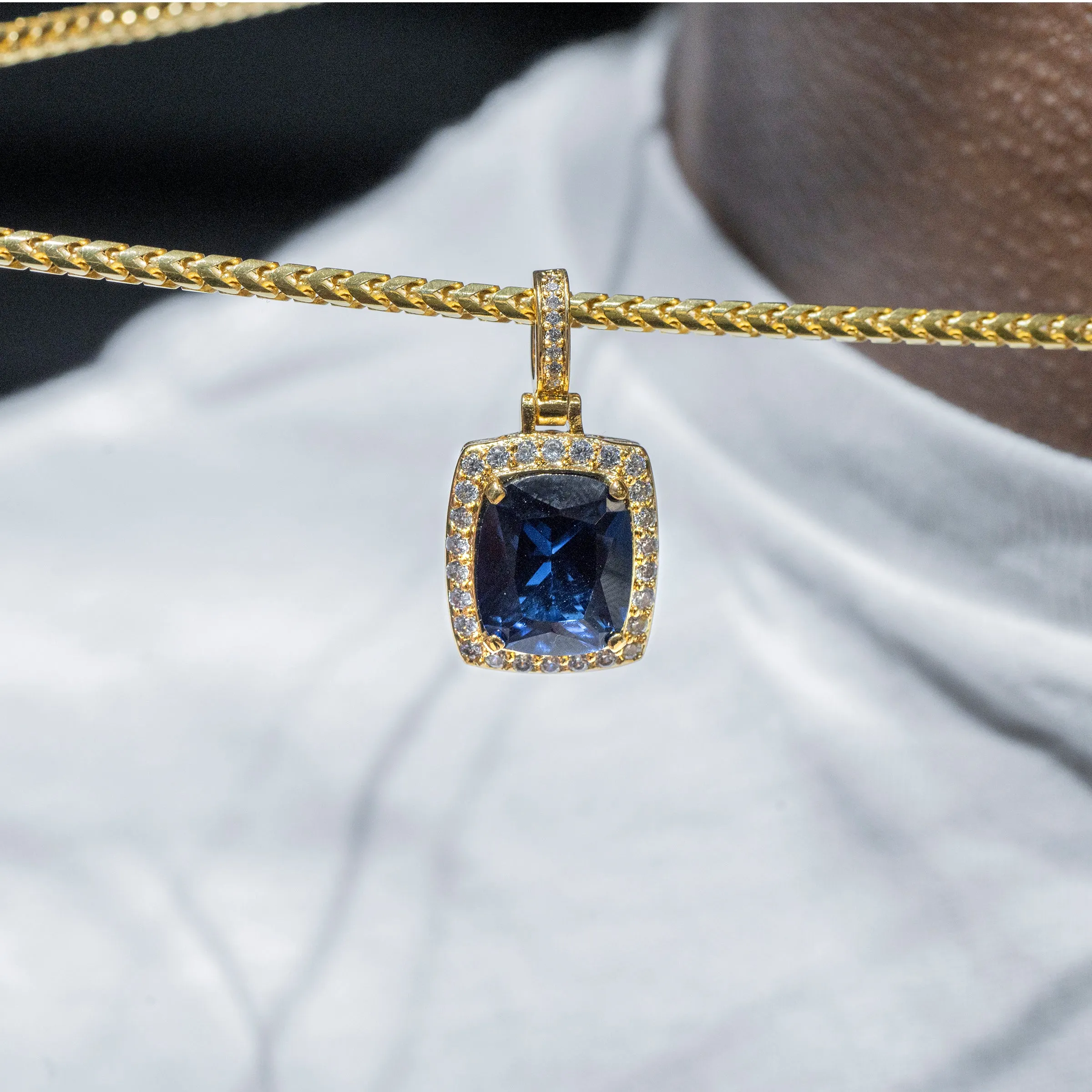 Mens Gold Sapphire Necklace | Appx. 12.5 Grams
