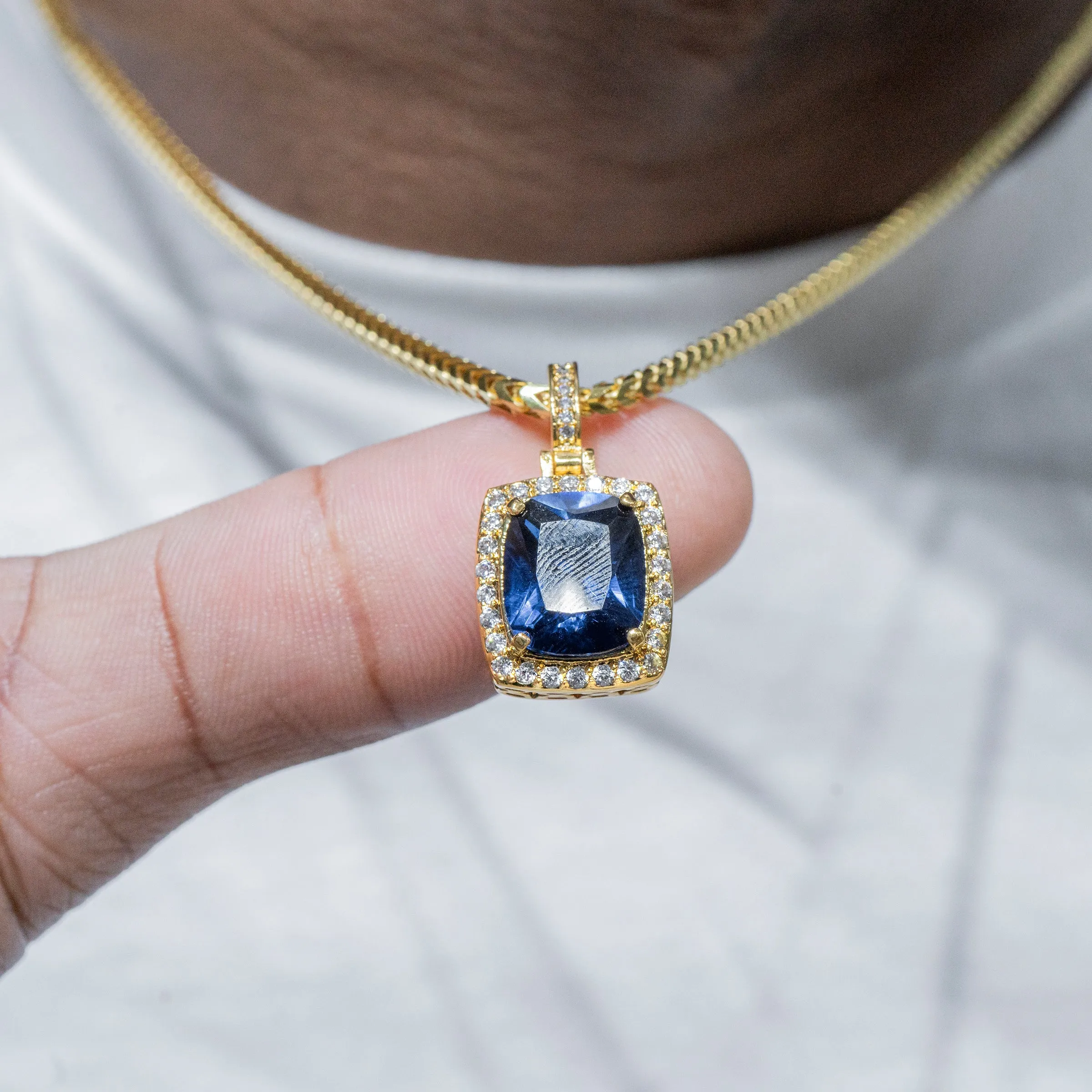 Mens Gold Sapphire Necklace | Appx. 12.5 Grams