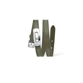 MESSIKA, MY MOVE LEATHER BRACELET, OLIVE GREEN, WHITE GOLD
