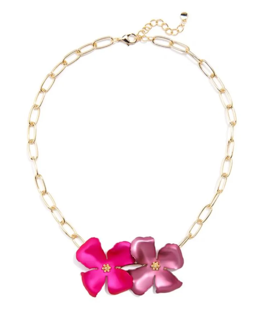 Metallic Flower Chain Collar Necklace