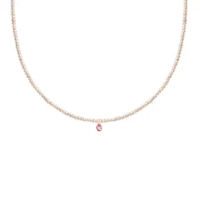 Minori Necklace | 14K Gold, Pearl & Pink Sapphire