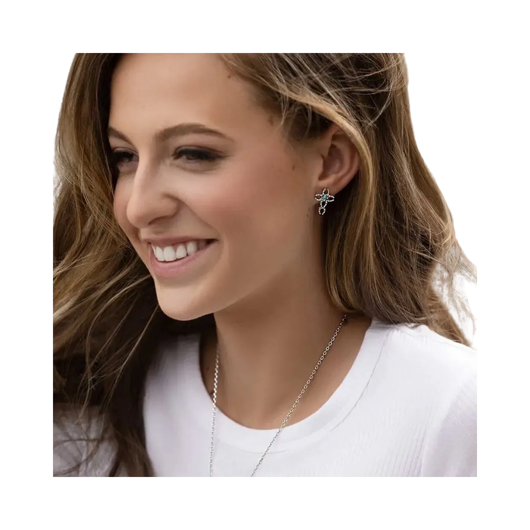 Montana Women's Faith Never Fails Horseshoe Cross Earrings
