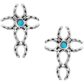 Montana Women's Faith Never Fails Horseshoe Cross Earrings