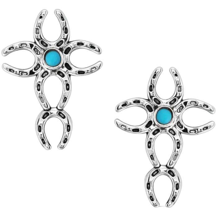 Montana Women's Faith Never Fails Horseshoe Cross Earrings