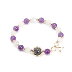 Moonlight Purple Crystal Bracelet with Sterling Silver Transit Beads and Personalized Handwear