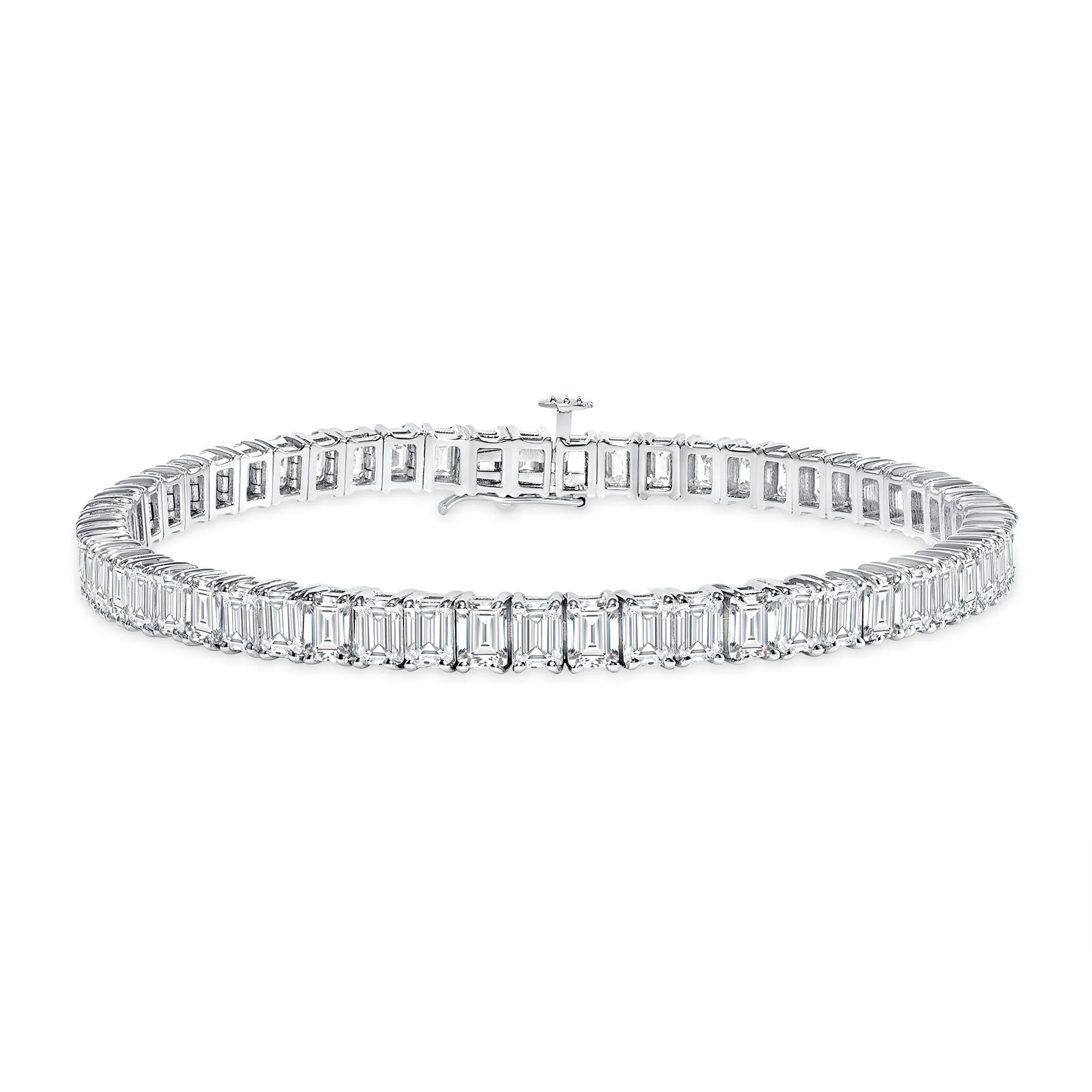 Natural Diamond Tennis Bracelet - Emerald Cut Diamonds