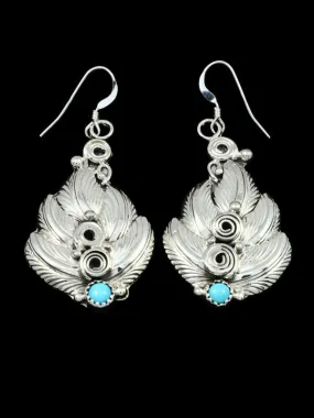 Navajo Sterling Silver Turquoise Dangle Earrings