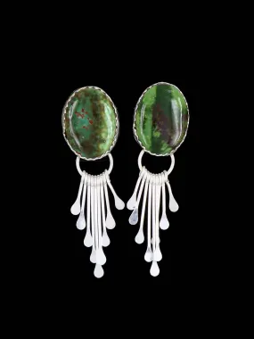Navajo Sterling Silver Turquoise Waterfall Post Earrings