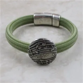 Olive Green Regaliz Rubber Bracelet with Handmade Coin Focus