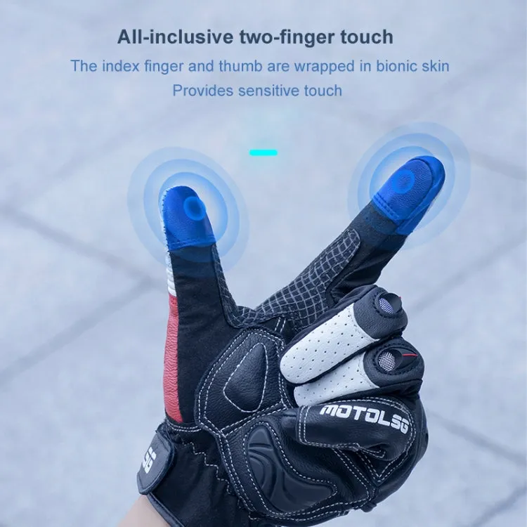 One Pair Genuine Leather Motorcycle Gloves with Carbon Fiber Hard Knuckle Touch Screen, Size:XL(Black)