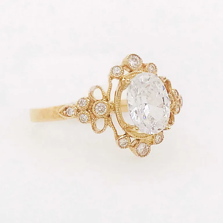 Ornate Milgrain Diamond Engagement Ring