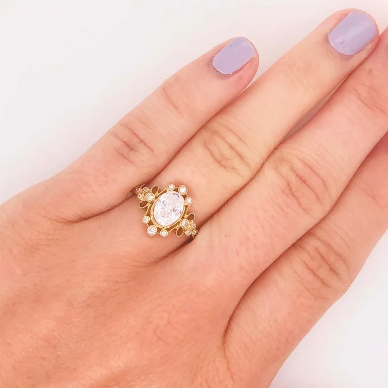 Ornate Milgrain Diamond Engagement Ring