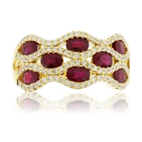 Oval Cut Ruby & Diamond Accented Ring